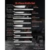 image:imageVEVOR Kitchen Knife Set with Block and Sharpener 15 Piece High Carbon Stainless Steel Knife Set RustResistant Kitchen Cutlery with Ergonomic Handle Sharpening Rod amp Premium Wooden Block for HomeBlade Stainless Steel Silver Handle Black Knife Block Black