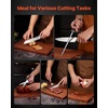 image:imageVEVOR Kitchen Knife Set with Block and Sharpener 15 Piece High Carbon Stainless Steel Knife Set RustResistant Kitchen Cutlery with Ergonomic Handle Sharpening Rod amp Premium Wooden Block for HomeBlade Stainless Steel Silver with Pattern Handle Brown Knife Block Walnut Color