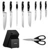 image:imageVEVOR Kitchen Knife Set with Block and Sharpener 15 Piece High Carbon Stainless Steel Knife Set RustResistant Kitchen Cutlery with Ergonomic Handle Sharpening Rod amp Premium Wooden Block for HomeBlade Stainless Steel Silver Handle Black Knife Block Black