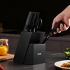 image:imageVEVOR Kitchen Knife Set with Block and Sharpener 15 Piece High Carbon Stainless Steel Knife Set RustResistant Kitchen Cutlery with Ergonomic Handle Sharpening Rod amp Premium Wooden Block for HomeBlade Black Handle Black Knife Block Black