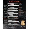 image:imageVEVOR Kitchen Knife Set with Block and Sharpener 15 Piece High Carbon Stainless Steel Knife Set RustResistant Kitchen Cutlery with Ergonomic Handle Sharpening Rod amp Premium Wooden Block for HomeBlade Stainless Steel Silver Handle Black Knife Block Natural Wood Color