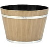 image:imageVEVOR Plant Pots 4 Pack 1181 inch Whiskey Barrel Planters with Drainage Holes Large Outside Plastic Decoration Flower Pot Imitation Wine Barrel Design for Indoor Outdoor Garden Home Plants Brown1181 in  4 Pcs