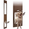 image:imageVEVOR Dog Door for Sliding Glass Door 75 78 to 80 1116 Adjustable Height Aluminum Alloy Frame with Flap Lock Design for LargeSized Dogs 180 SwingOpen Sliding Glass Pet DoorsBrown