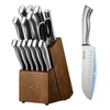 Blade: Stainless Steel Silver; Handle: Stainless Steel Silver; Knife Block: Walnut Color