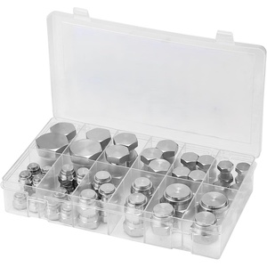 image:imageVEVOR 64 PCS BSPP Hydraulic Fittings Hydraulic Cap and Plug Kit with Precision Threading Galvanized Steel Heavy Duty Hydraulic Fitting Adapter Kit Dash Sizes 040608101216BSPP