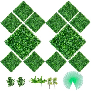 image:imageVEVOR Artificial Boxwood Panel 24pcs 20 x 20 in Green Fake Grass WallCeleste Y Blanco