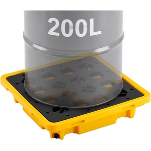 image:imageVEVOR Spill Containment Pallet 1 Drum Low Profile Spill Containment Modular Platform 114 Gallon Sump 1543 lbs Load Capacity HeavyDuty Polyethylene Tray with Drain 264 x 266 x 59 Yellow1543 Pounds