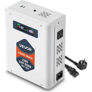 image:imageVEVOR Step Down Voltage Converter 3000VA Heavy Duty Voltage Power Converter 220V to 110V Power Transformer with 2 US Outlets USB Output LCD Display Temperature Protection for 110V AppliancesWhite