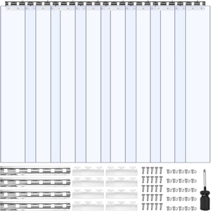 image:imageVEVOR Strip Curtain 84 Height x 42 Width 008 Thickness 7PCS Clear PVC Strip Door Curtain Freezer Curtain Plastic Door Strips for Walk in Freezers Coolers amp Warehouse Doors with 50 Overlap8Piece Clear PVC Strip Curtain Set