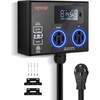 image:imageVEVOR NEMA Splitter for Dryer and EV 3Color LED Indicator 240V Smart Power Distribution with NEMA 1430 Plug NEMA 1430 amp NEMA 1450 Outlets Large 34Inch LCD Screen for Max 24A Dryer or EVNEMA 1450P to 1450R2