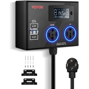 image:imageVEVOR NEMA Splitter for Dryer and EV 3Color LED Indicator 240V Smart Power Distribution with NEMA 1430 Plug NEMA 1430 amp NEMA 1450 Outlets Large 34Inch LCD Screen for Max 24A Dryer or EVNEMA 1430P to 1430R1450R