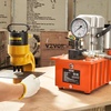 image:imageVEVOR Electric Driven Hydraulic Pump 750W 10000 PSI 120V Double Acting Hydraulic Pump Power Pack Unit Solenoid Valve with Pedal Switch 21 Gal  8L for Punching Bending Double Acting CylindersSingle acting  Manual Valve  Orange