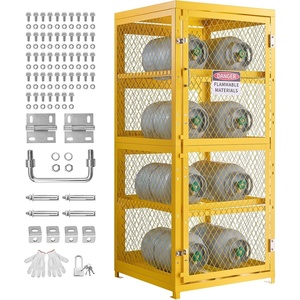 image:imageVEVOR Horizontal Cylinder Storage Cabinet 30L x 30W x 703H 8 Cylinder Capacity 4Tier Propane Storage Cage with Lock and Keys Yellow PowderCoated Carbon Steel for Propane Oxygen Nitrogen30L x 30W x 70H