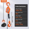 image:imageVEVOR Manual Lever Chain Hoist 12 Ton 1100 lbs Capacity 5 FT Come Along G80 Galvanized Carbon Steel with Weston DoublePawl Brake Auto Chain Leading amp 360 Rotation Hook for Garage Factory Dock1100lbs 5FT