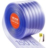 image:imageVEVOR Clear PVC Strip Curtain 50 ft Length x 8 in Width Ribbed Plastic Door Strip Bulk Roll Walk in Freezer Cooler Curtain Strips for Doorways of Supermarket Garage Warehouse Pet Animal House12W x 1800L Pack of 1