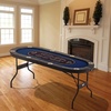 image:imageVEVOR 8 Player Poker Table Foldable Portable Folding Card Board Game Table Casino Leisure Table Blackjack Texas Holdem Table with Padded Rails and Stainless Steel Cup HoldersBlue 72 in