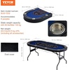 image:imageVEVOR 8 Player Poker Table Foldable Portable Folding Card Board Game Table Casino Leisure Table Blackjack Texas Holdem Table with Padded Rails and Stainless Steel Cup HoldersBlue 72 in