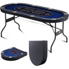 image:imageVEVOR 8 Player Poker Table Foldable Portable Folding Card Board Game Table Casino Leisure Table Blackjack Texas Holdem Table with Padded Rails and Stainless Steel Cup HoldersBlue 72 in