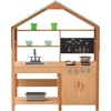 image:imageVEVOR Mud Kitchen Outdoor Mud Kitchen for Kids Wood Outdoor Play Kitchens with Spoons Sink Tank Sunshade Canopy Shovels Cookware Pots and Accessories Wooden Play Kitchens for Home Lawn40 x 16 x 50