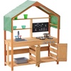 image:imageVEVOR Mud Kitchen Outdoor Mud Kitchen for Kids Wood Outdoor Play Kitchens with Spoons Sink Tank Sunshade Canopy Shovels Cookware Pots and Accessories Wooden Play Kitchens for Home Lawn40 x 16 x 50