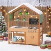 image:imageVEVOR Mud Kitchen Outdoor Mud Kitchen for Kids Wood Outdoor Play Kitchens with Spoons Sink Tank Sunshade Canopy Shovels Cookware Pots and Accessories Wooden Play Kitchens for Home Lawn40 x 16 x 50