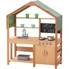 image:imageVEVOR Mud Kitchen Outdoor Mud Kitchen for Kids Wood Outdoor Play Kitchens with Spoons Sink Tank Sunshade Canopy Shovels Cookware Pots and Accessories Wooden Play Kitchens for Home Lawn40 x 16 x 50