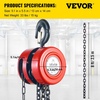 image:imageVEVOR Hand Chain Hoist 4400 lbs 2 Ton Capacity Chain Block 8ft25m Lift Manual Hand Chain Block Manual Hoist wIndustrialGrade Steel Construction for Lifting Good in Transport amp Workshop RedRED