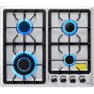 image:imageVEVOR 30inch Gas Cooktop 5 Burners Builtin Gas Stove Top Max 12250BTU NGLPG Convertible Stainless Steel Cooktops with Thermocouple Protection for Camping RV Apartment24 Inch4 Burners