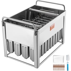 image:imageVEVOR Commercial Popsicle Molds 40PCS RoundHead Ice Pop Molds with Double Slot Stainless Steel Ice Lolly Popsicle Molds Ice Cream Maker Mold Holder with 50PCS Popsicle Sticks amp BagsSilver