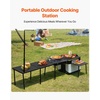image:imageVEVOR Mobile Kitchen Multifunctional Portable Camp Box with Wheels AllinOne Integrated Outdoor Cooking Station with Windproof Stove Storage Organizer and Foldable Tables Black