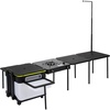 image:imageVEVOR Mobile Kitchen Multifunctional Portable Camp Box with Wheels AllinOne Integrated Outdoor Cooking Station with Windproof Stove Storage Organizer and Foldable Tables Black