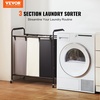 image:imageVEVOR 3Section Laundry Basket Heavy Duty Laundry Hamper Storage Organizer Laundry Sorter Cart with Heavy Duty Lockable Wheels for Dirty Clothes in Laundry Room Bedroom