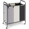 image:imageVEVOR 3Section Laundry Basket Heavy Duty Laundry Hamper Storage Organizer Laundry Sorter Cart with Heavy Duty Lockable Wheels for Dirty Clothes in Laundry Room Bedroom